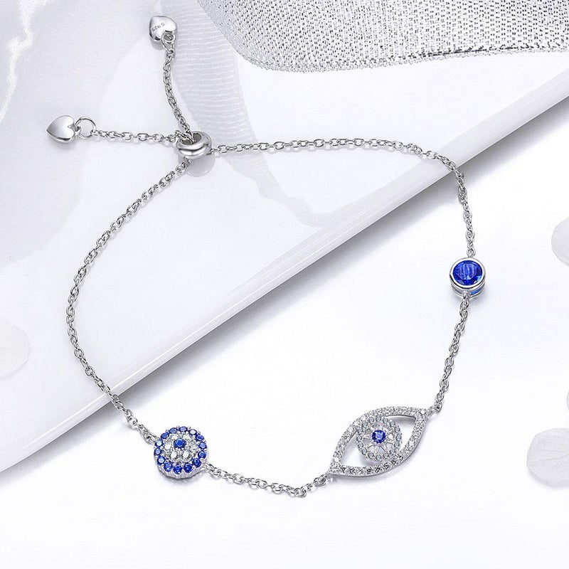 WOSTU 925 Sterling Silver Evil Eye Bracelet Women's Fashion Boho Mexican luck Bracelets Gifts for Her - Image 5